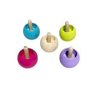 GICO Peonza de inversión de madera, peonza de pie, juego con 4 colores pastel, 1 natural