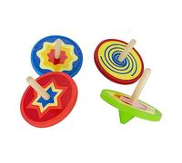 GICO Peonza de madera de colores, juego de peonzas de madera para niños con 4 peonzas de colores H 5,5 cm, D 5,5 cm - 6468