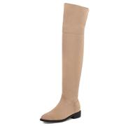 Gicoiz Gamuza Cuero Botas Sobre La Rodilla Mujer Comodo Low Tacón Ancho Daily Trabajo Punta Rojoonda Long Booty Stretch Punta Quadrada Moda Albaricoque Talla 41 EU-43Cn