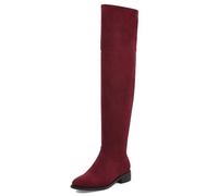 Gicoiz Gamuza Cuero Botas Sobre La Rodilla Mujer Comodo Low Tacón Ancho Daily Trabajo Punta Rojoonda Long Booty Stretch Punta Quadrada Moda Vino Rojo Talla 41 EU-43Cn
