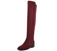 Gicoiz Gamuza Cuero Botas Sobre La Rodilla Mujer Comodo Low Tacón Ancho Daily Trabajo Punta Rojoonda Long Booty Stretch Punta Quadrada Moda Vino Rojo Talla 39 EU-40Cn