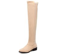 Gicoiz Gamuza Cuero Botas Sobre La Rodilla Mujer Comodo Low Tacón Ancho Daily Trabajo Punta Rojoonda Long Booty Stretch Punta Quadrada Moda Albaricoque Talla 37 EU-38Cn