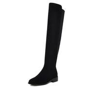 Gicoiz Gamuza Cuero Botas Sobre La Rodilla Mujer Comodo Low Tacón Ancho Daily Trabajo Punta Rojoonda Long Booty Stretch Punta Quadrada Moda Negro Talla 39 EU-40Cn