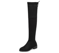 Gicoiz Gamuza Cuero Botas Sobre La Rodilla Mujer Comodo Low Tacón Ancho Daily Trabajo Punta Rojoonda Long Booty Stretch Punta Quadrada Moda Negro Talla 37 EU-38Cn