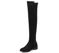Gicoiz Gamuza Cuero Botas Sobre La Rodilla Mujer Comodo Low Tacón Ancho Daily Trabajo Punta Rojoonda Long Booty Stretch Punta Quadrada Moda Negro Talla 39 EU-40Cn