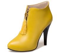 Gicoiz Mujer Puntiagudo Gamuza Cuero Tacón de Aguja Tacón Alto Botas Botas Cortas Noche Boda Elegante Chelsea Plataforma Zip Lazos Invierno Zapatos Amarillo Talla 47 EU-49Cn