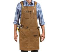 GIDABRAND Delantal de Tienda de Lona Encerada de Lujo | Resistente para Hombres y Mujeres Con Bolsillo y Correas Cruzadas | Ajustable Hasta XXL | Para Trabajo y Taller