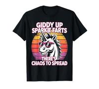 Giddy Up Sparkie Farts Hay Caos para difundir el Amor Unicor Camiseta