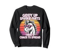 Giddy Up Sparkie Farts Hay Caos para difundir el Amor Unicor Sudadera