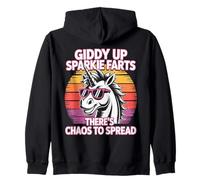 Giddy Up Sparkie Farts Hay Caos para difundir el Amor Unicor Sudadera con Capucha