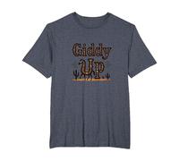 Giddy Up Western Horse Desert Cactus Cowboy, Vaca Chica Camiseta, Hombre Tallas Grandes, Azul Jaspeado, 2X Alto