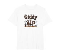 Giddy Up Western Horse Desert Cactus Cowboy, Vaca Chica Camiseta, Hombre Tallas Grandes, Blanco, 4X Alto