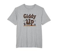 Giddy Up Western Horse Desert Cactus Cowboy, Vaca Chica Camiseta, Hombre Tallas Grandes, Gris Jaspeado, 2X Alto