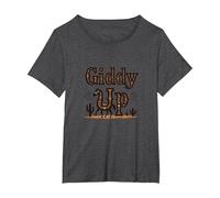 Giddy Up Western Horse Desert Cactus Cowboy, Vaca Chica Camiseta, Mujer Tallas Grandes, Jaspeado Oscuro, 2XL Grande