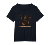 Giddy Up Western Horse Desert Cactus Cowboy, Vaca Chica Camiseta, Mujer Tallas Grandes, Negro, 2XL Grande