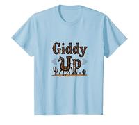 Giddy Up Western Horse Desert Cactus Cowboy, Vaca Chica Camiseta, Niños, Azul Bebé, 2 años