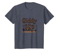 Giddy Up Western Horse Desert Cactus Cowboy, Vaca Chica Camiseta, Niños, Azul Jaspeado, 2 años