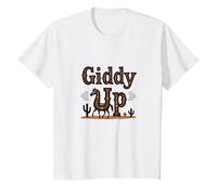 Giddy Up Western Horse Desert Cactus Cowboy, Vaca Chica Camiseta, Niños, Blanco, 2 años