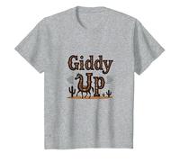 Giddy Up Western Horse Desert Cactus Cowboy, Vaca Chica Camiseta, Niños, Gris Jaspeado, 2 años