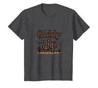 Giddy Up Western Horse Desert Cactus Cowboy, Vaca Chica Camiseta, Niños, Jaspeado Oscuro, 2 años