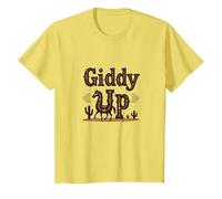 Giddy Up Western Horse Desert Cactus Cowboy, Vaca Chica Camiseta, Niños, Limón, 2 años