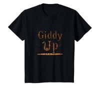 Giddy Up Western Horse Desert Cactus Cowboy, Vaca Chica Camiseta, Niños, Negro, 2 años