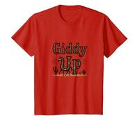 Giddy Up Western Horse Desert Cactus Cowboy, Vaca Chica Camiseta, Niños, Rojo, 2 años