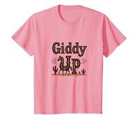 Giddy Up Western Horse Desert Cactus Cowboy, Vaca Chica Camiseta, Niños, Rosado, 2 años