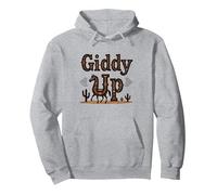 Giddy Up Western Horse Desert Cactus Cowboy Vaca Niña Sudadera con Capucha, Unisex para Adultos, Gris Jaspeado, XXL