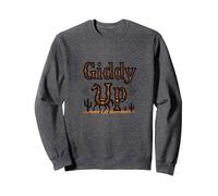 Giddy Up Western Horse Desert Cactus Cowboy Vaca Niña Sudadera, Unisex para Adultos, Jaspeado Oscuro, XXL