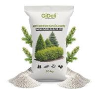 GiDeli Abono Coníferas 20 kg - Fertilizante para Tuyas con Magnesio | Contra amarilleo y pardeamiento, verde intenso uniforme, gránulos sueltos sin apelmazarse, NPK (Mg) 5-9-12
