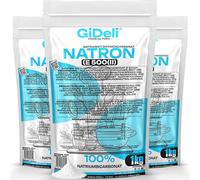 GiDeli Bicarbonato de Sodio 3x1kg - Perfecto Para Cocinar Pasta y Hornear - También se Utiliza Para Lavar y Limpiar - Uso Versátil en el Hogar - Regulador de la Química del Agua de la Piscina