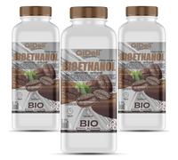 GiDeli Bioetanol - Fragancia de café (3 x 1 l, 96,6% etanol, para chimeneas interiores y exteriores, sin humo ni hollín, de maíz y remolacha azucarera)
