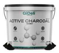 GiDeli Carbón Activo Polvo 500 g en Cubo - CWZ-22 Molido Fino, Filtración | gran superficie adsorbente, elimina olores, acuarios y depuración hídrica, jardín y jabones
