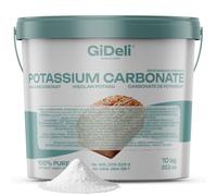 GiDeli Carbonato de Potasio 10 kg K2CO3 E501 Puro en Cubo con Tapa | Grado alimentario sin aditivos, el mayor envase rígido cerrado, cierre completo, asa de transporte robusta