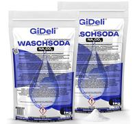 GiDeli Carbonato de Sodio 2x1kg - Desengrasante Natural Para la Limpieza del Hogar - Desincrustante Neutralizador de Calcio y Magnesio - Quitamanchas de Ropa - Apto Para Lavadora y Lavavajillas