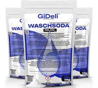 GiDeli Carbonato de Sodio 3x1kg - Desengrasante Natural Para la Limpieza del Hogar - Desincrustante Neutralizador de Calcio y Magnesio - Quitamanchas de Ropa - Apto Para Lavadora y Lavavajillas