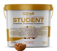 GiDeli Comida para estudiantes Premium 1 kg en cubo de mezcla de frutas con cacahuetes, anacardos, avellanas, almendras, nueces, pasas, arándanos y chips de plátano, sin aditivos