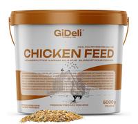 GiDeli Comida para pollos de 5 kg en cubo, harina de ponedora, alimento completo para pollos, alimento para granos de aves de corral para un rendimiento óptimo y formación de huevos, mejor aceptación