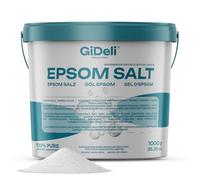 GiDeli Epsom Sal de 1 kg de sulfato de magnesio, calidad farmacéutica, sal de baño en cubo, sal 100% pura natural, baño de pies, cuidado de la piel, baño relajante (1000 g)