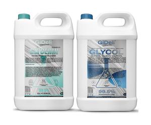 GiDeli Glicerina 99,5 % + propilenglicol 99,5 %, juego de 2 materias primas para cosméticos, productos farmacéuticos, químicos, laboratorios y aplicaciones técnicas. Total de 10 l en 2 bidones