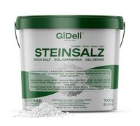 GiDeli Sal de roca gruesa 1 kg natural sin refinar sin aditivos para baños, alimentos, refrigeración calles