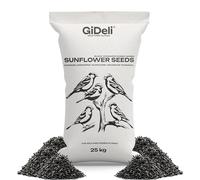 GiDeli Semillas de girasol negras 25 kg en alimento para pájaros silvestres para todo el año, alimento para caballos y pequeños animales