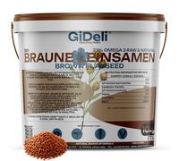 GiDeli Semillas de Lino Marrón 10kg - Rica en Proteina y Omega 3 - Baja en Azúcar - Frijoles Planos Para Hornear - Sabor Suave Ligeramente a Nuez - Para los Amantes de la Repostería - Producto Vegano