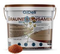 GiDeli Semillas de Lino Marrón 20kg - Rica en Proteina y Omega 3 - Baja en Azúcar - Frijoles Planos Para Hornear - Sabor Suave Ligeramente a Nuez - Para los Amantes de la Repostería - Producto Vegano