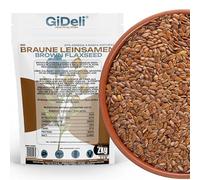 GiDeli Semillas de Lino Marrón 2x1kg - Rica en Proteina y Omega 3 - Baja en Azúcar - Frijoles Planos Para Hornear - Sabor Suave Ligeramente a Nuez - Para los Amantes de la Repostería - Producto Vegano