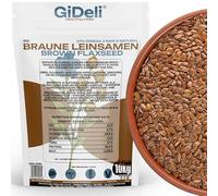 GiDeli Semillas de Lino Marrón 2x5kg - Rica en Proteina y Omega 3 - Baja en Azúcar - Frijoles Planos Para Hornear - Sabor Suave Ligeramente a Nuez - Para los Amantes de la Repostería - Producto Vegano