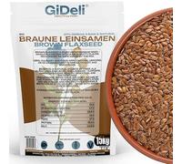 GiDeli Semillas de Lino Marrón 3x5kg - Rica en Proteina y Omega 3 - Baja en Azúcar - Frijoles Planos Para Hornear - Sabor Suave Ligeramente a Nuez - Para los Amantes de la Repostería - Producto Vegano