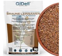 GiDeli Semillas de Lino Marrón 5kg - Rica en Proteina y Omega 3 - Baja en Azúcar - Frijoles Planos Para Hornear - Sabor Suave Ligeramente a Nuez - Para los Amantes de la Repostería - Producto Vegano