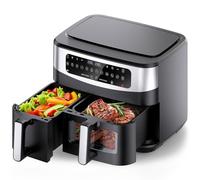 Gidgimo Freidora de Aire 10 litros sin Aceite con Doble Cesta, Air Fryer Max 10-12 Personas, Hasta 230°C y 60 Min, Panel Táctil, 12 Programas, Ventana Visible, Max 10-12 Personas, 2800W - G230 Max